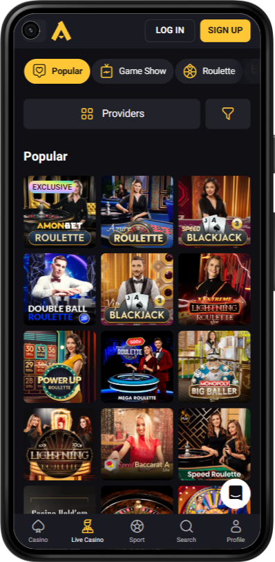 Amonbet live dealer games